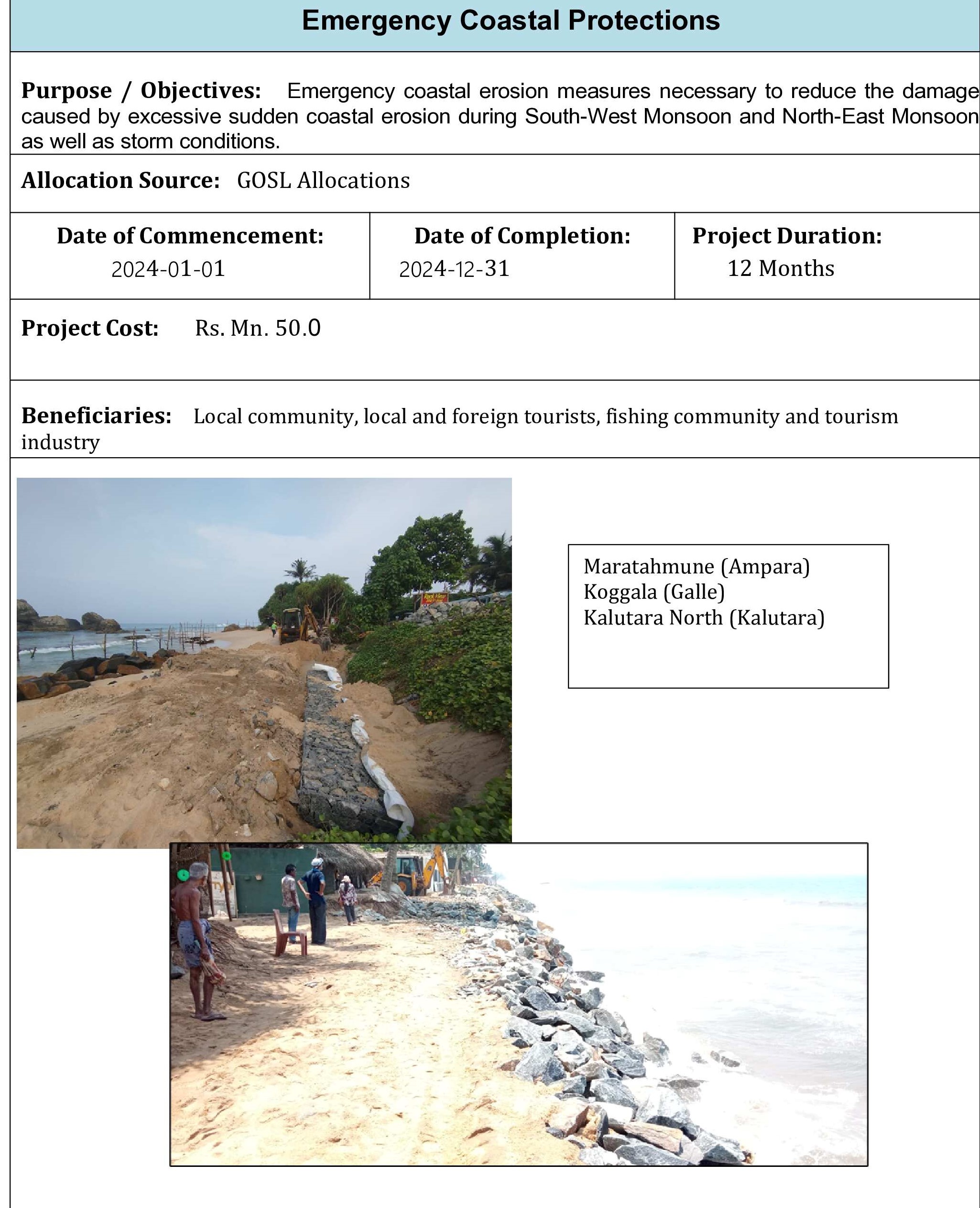 Emergency Coastal Protections
